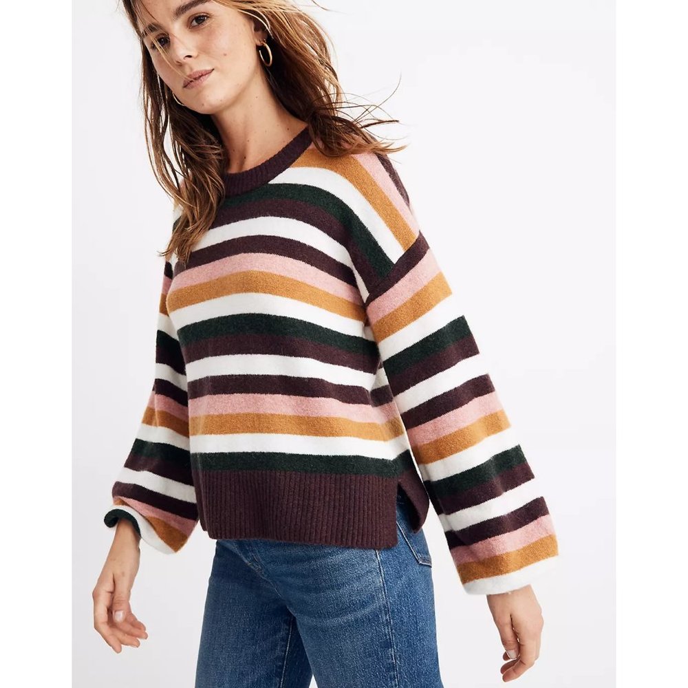 Madewell Payton Striped Oversized Alpaca Sweater